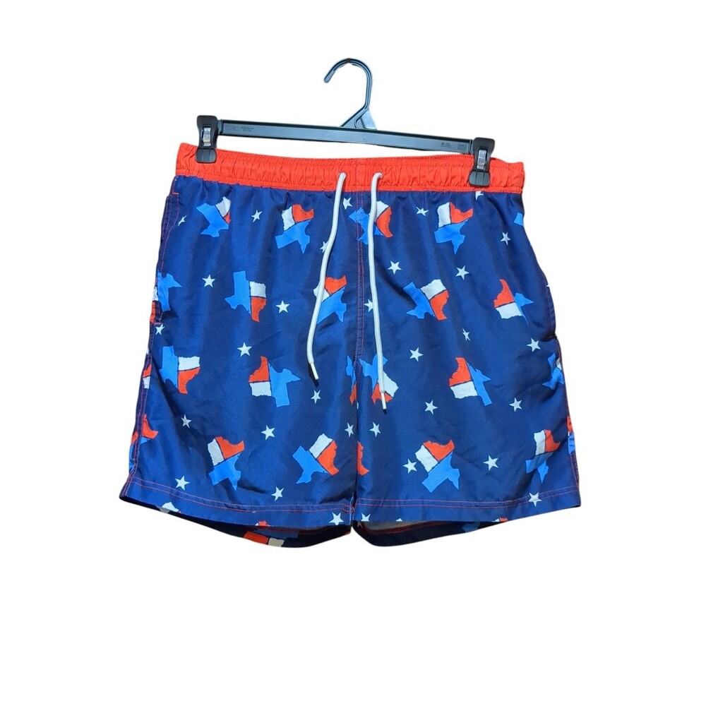 Way to Celebrate Patriotic Mens Swim Trunks Large 36-38 Red White Blue
